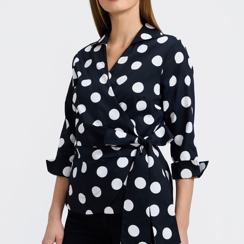 3/4 Sleeve Wrap Top No Iron